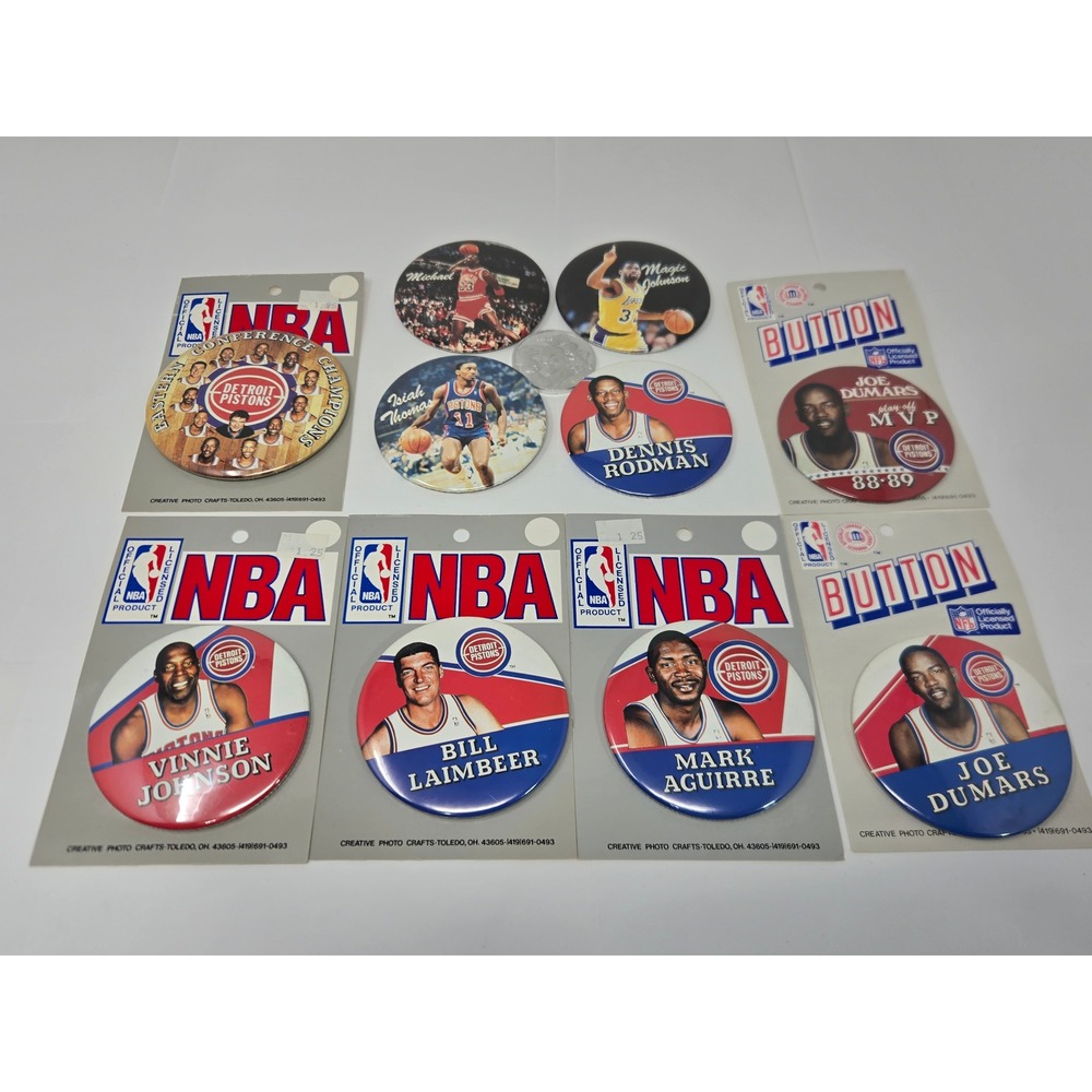 Vintage NBA Detroit Pistons Bad Boys Pin Button Lot Michael Jordan Magic Johnson